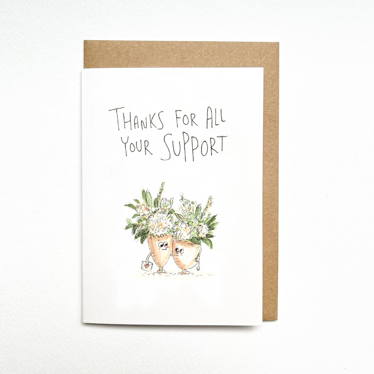 Thanks For All Your Support hand-drawn thank you and support greeting card by Well Drawn Australia