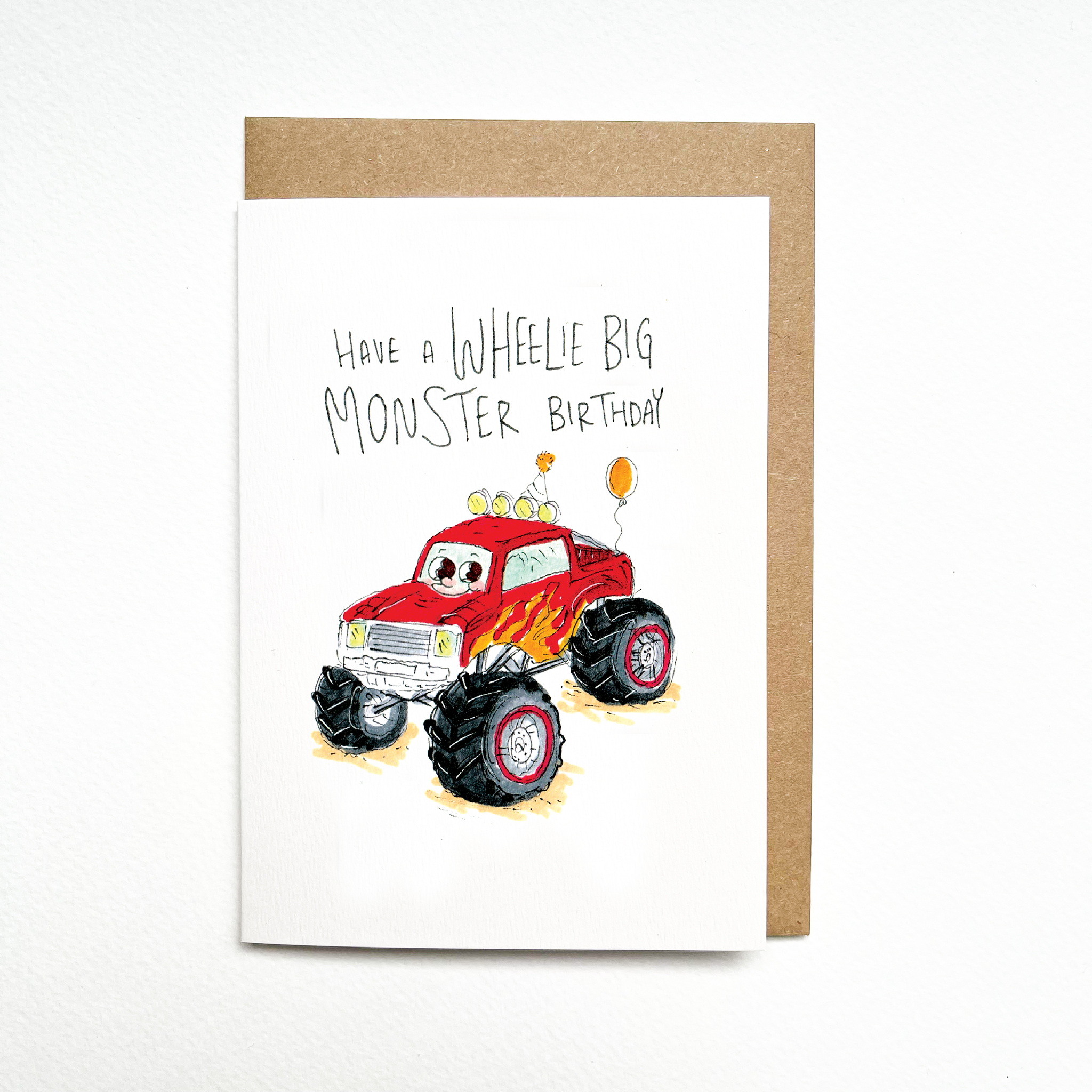 Have a Wheelie Big Monster Birthday | Construction birthday card - Well Drawn