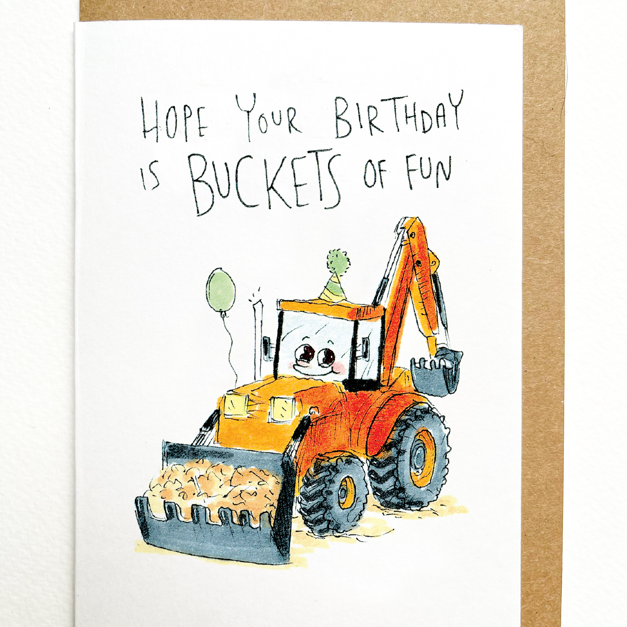 Hope Your Birthday Is Buckets of Fun | Construction birthday card - Well Drawn