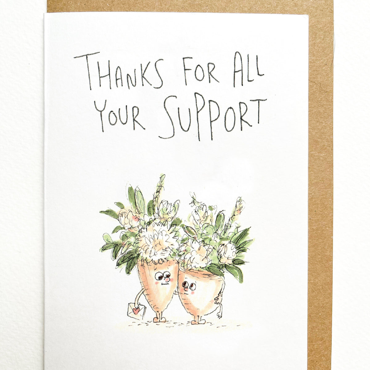 Thanks For All Your Support thoughtful thank you card, designed and printed by Well Drawn Melbourne