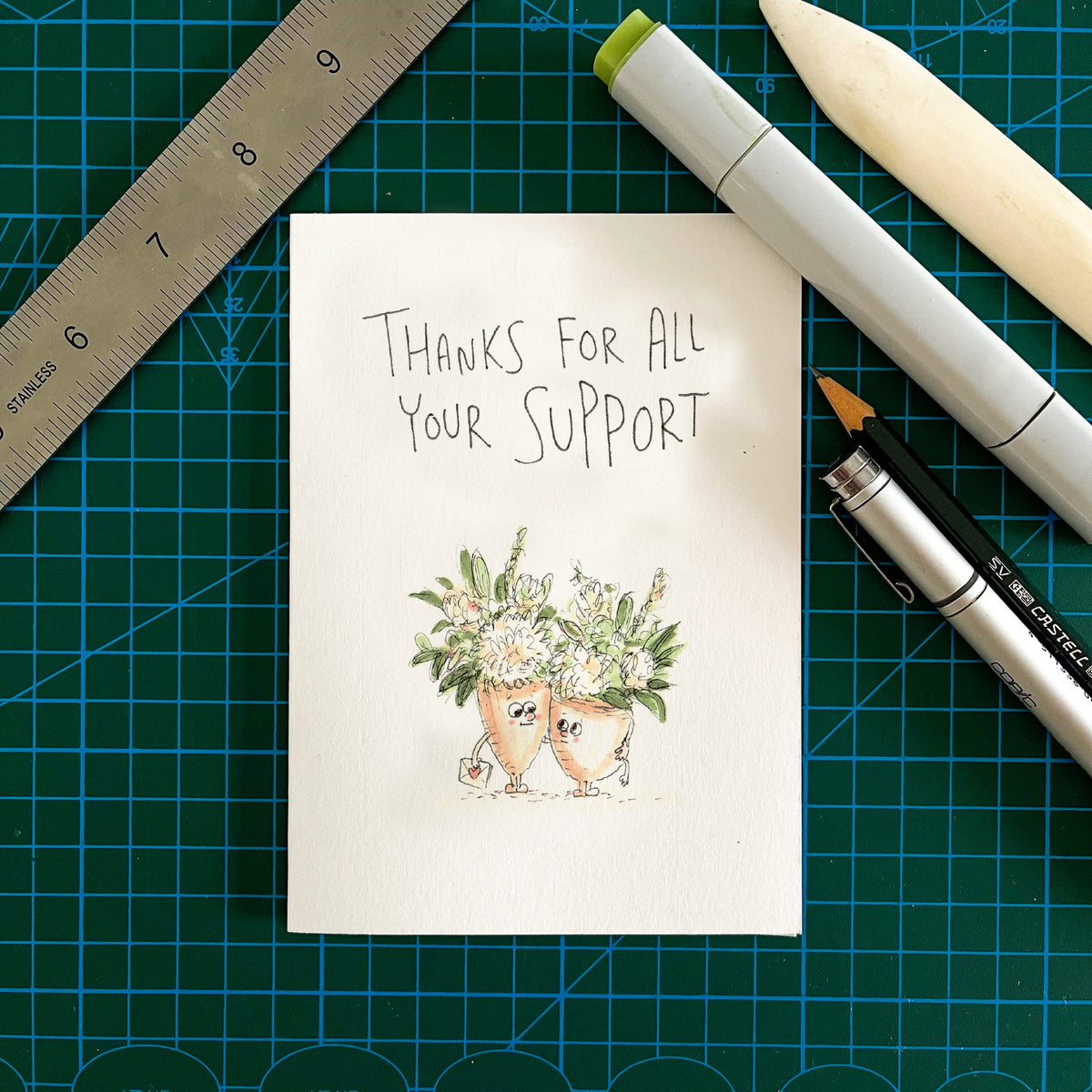 Thanks For All Your Support appreciation and support greeting card by Well Drawn Australia, image 3