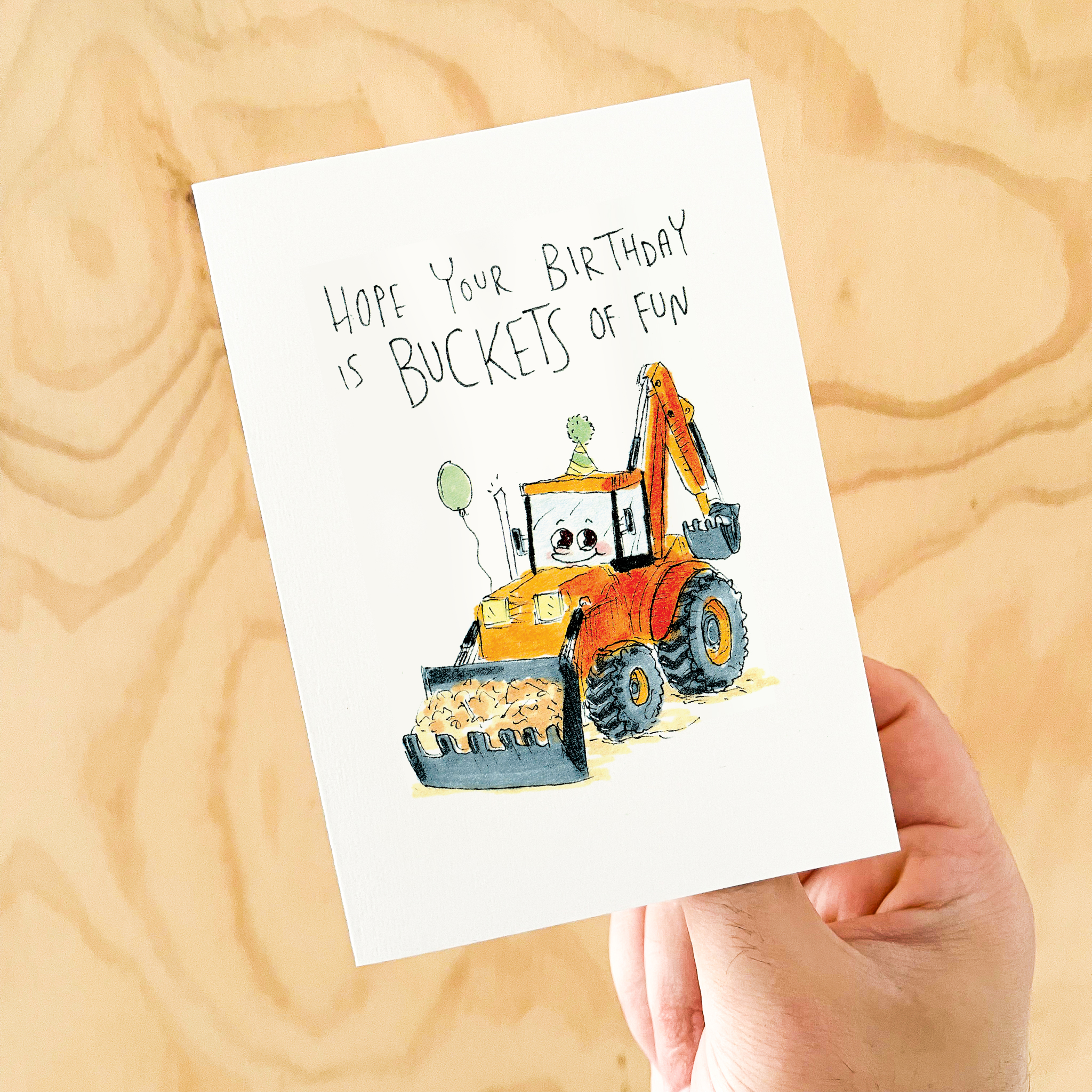 Hope Your Birthday Is Buckets of Fun | Construction birthday card - Well Drawn