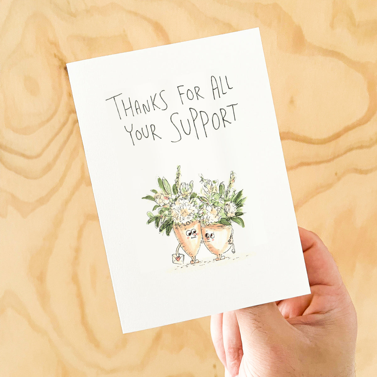 Thanks For All Your Support hand-drawn Australian thank you greeting card by Well Drawn, image 4
