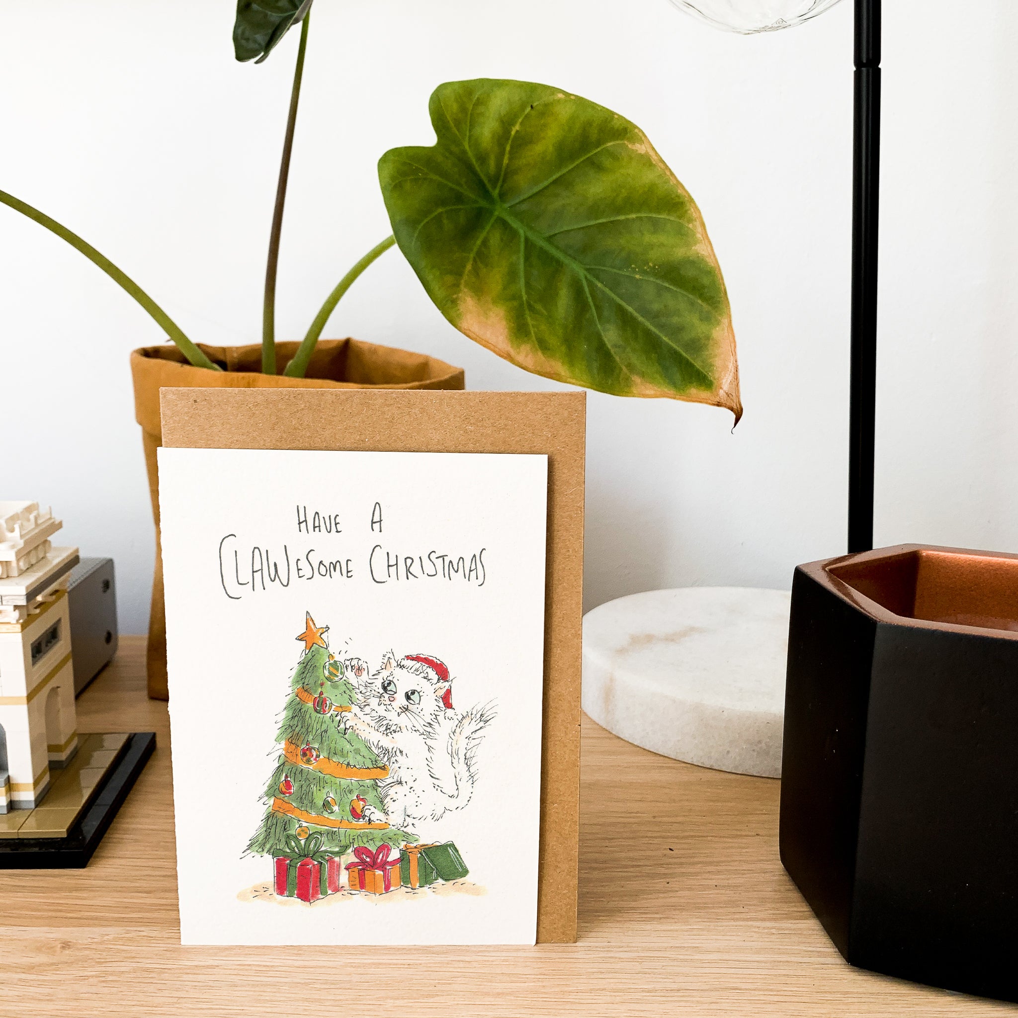 Have a Clawesome Christmas - White cat | Long hair