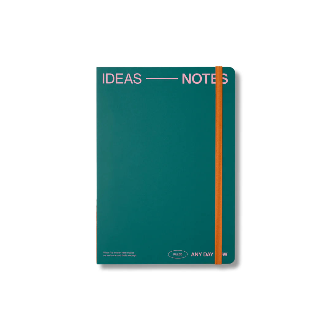 Any Day Now - Open Bound Notebook A5 - Ruled - Teal - Well Drawn