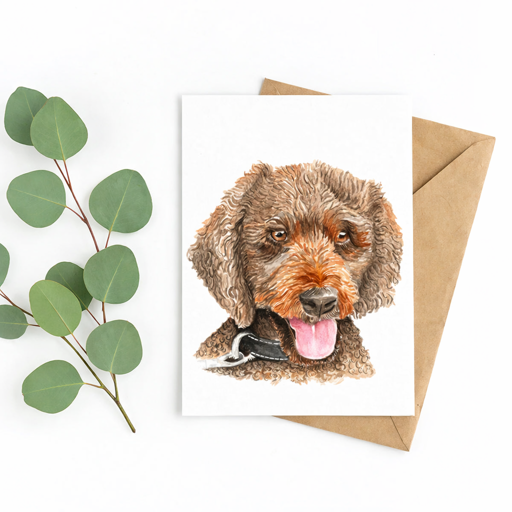 Curly Dog Card - Well Drawn