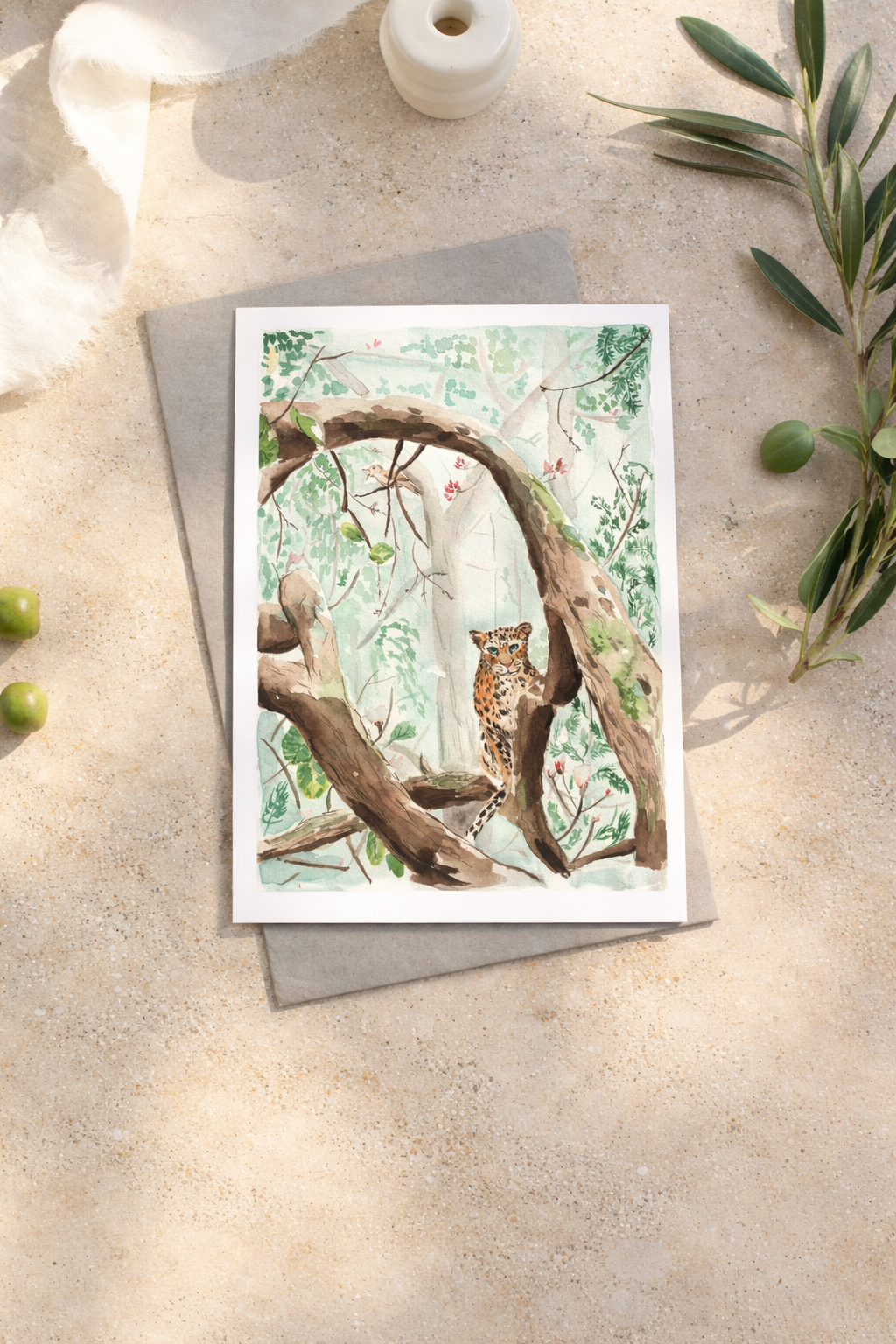 Leopard Illustrated Card - Well Drawn