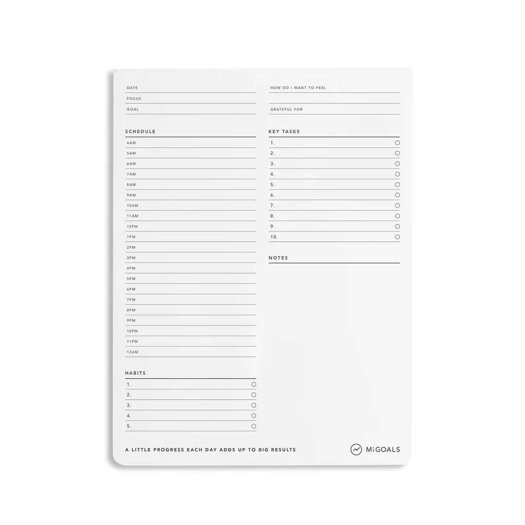 MiGoals - Time Block Desk Pad - B5 - White - Well Drawn