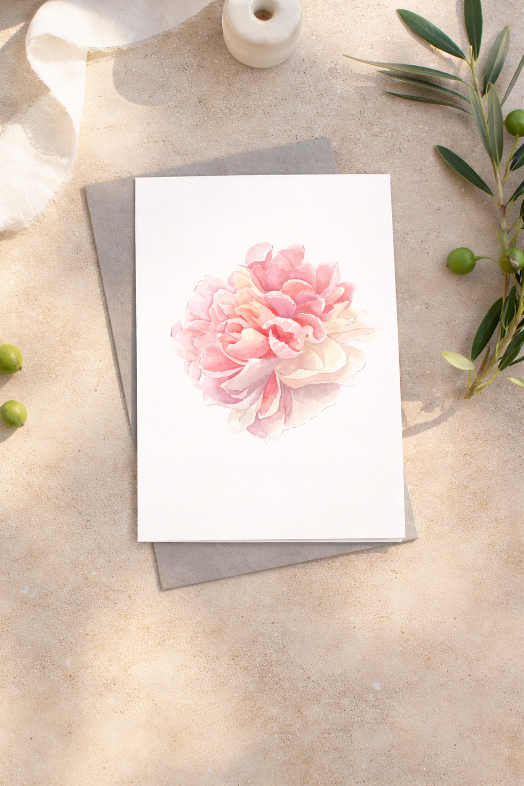 Peony Illustrated Card - Well Drawn
