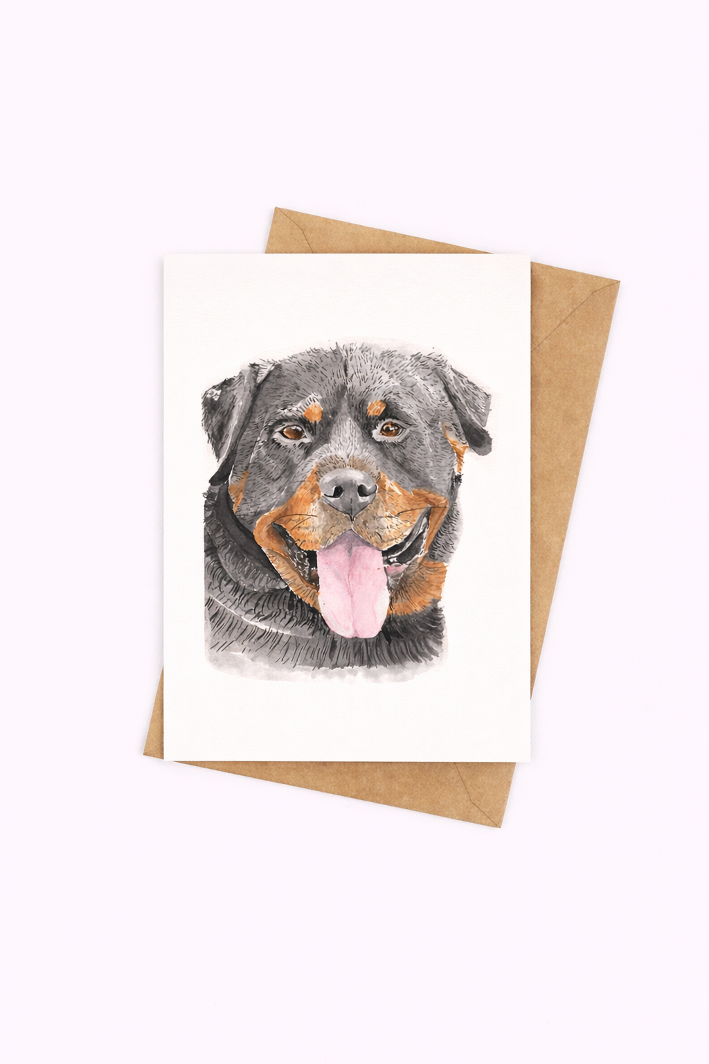 Cute Rottweiler Illustrated Card - Well Drawn