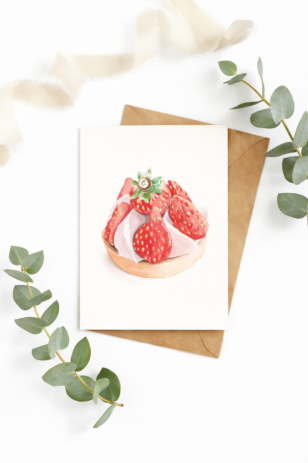 Strawberry Tart Greeting Card - Well Drawn