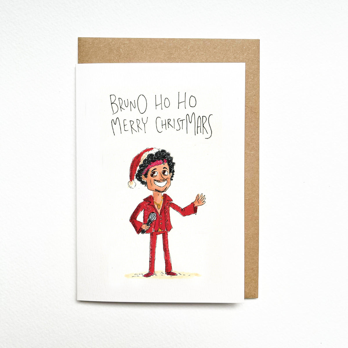 Bruno Ho Ho, Merry ChristMars hand-drawn funny music Christmas card by Well Drawn Australia