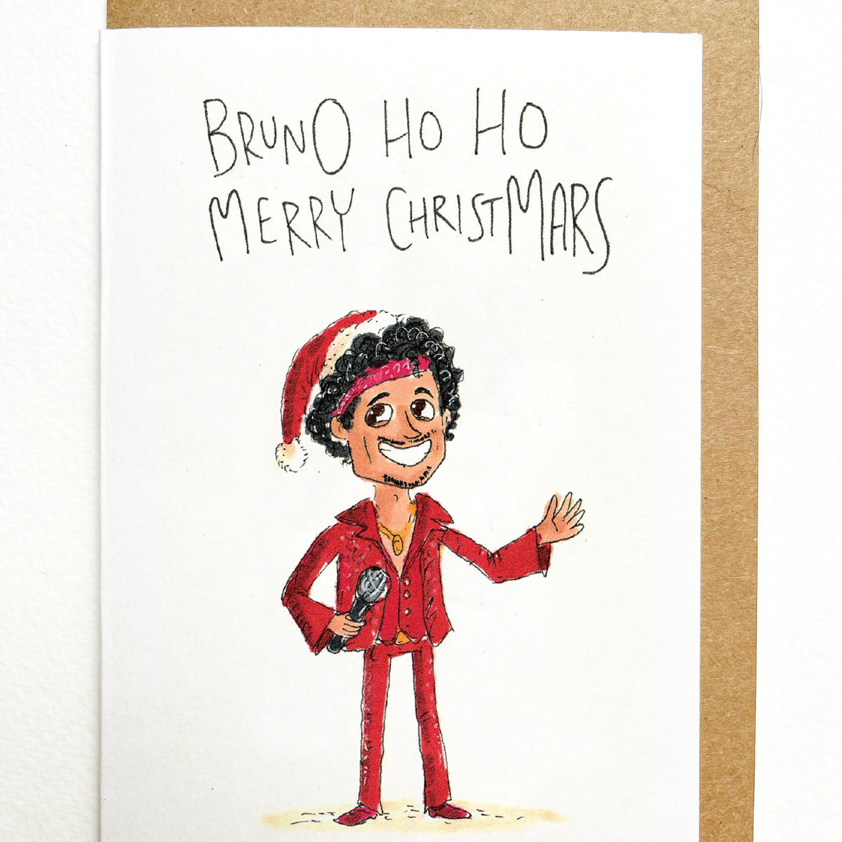 Bruno Ho Ho, Merry ChristMars hand-drawn funny music Christmas card by Well Drawn Australia, product image 2