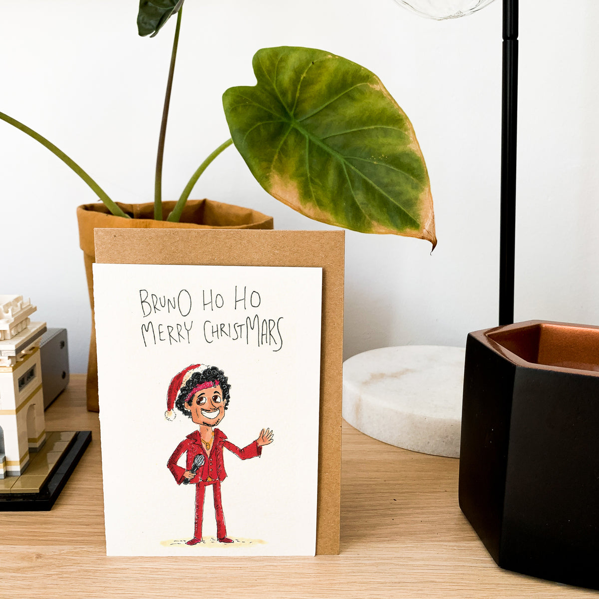 Bruno Ho Ho, Merry ChristMars hand-drawn funny music Christmas card by Well Drawn Australia, product image 8