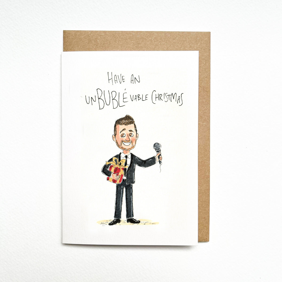 Have an unBUBLÉvable Christmas hand-drawn funny Christmas greeting card by Well Drawn Australia