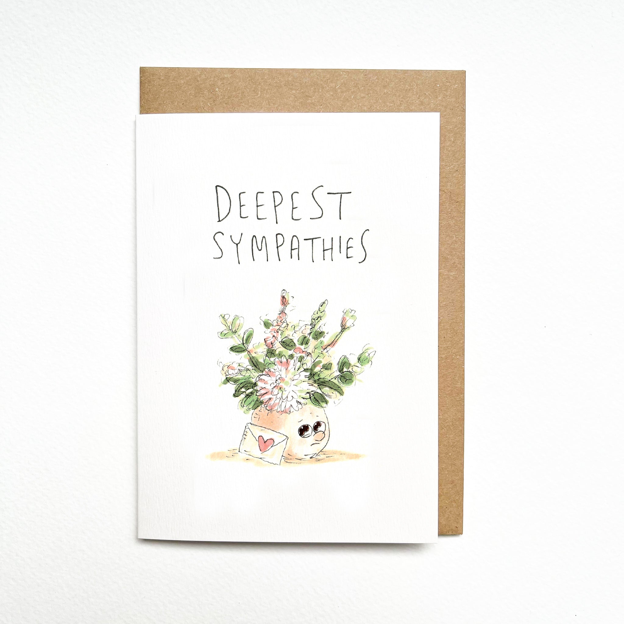 Deepest Sympathies hand-drawn sympathy and condolence greeting card by Well Drawn Australia