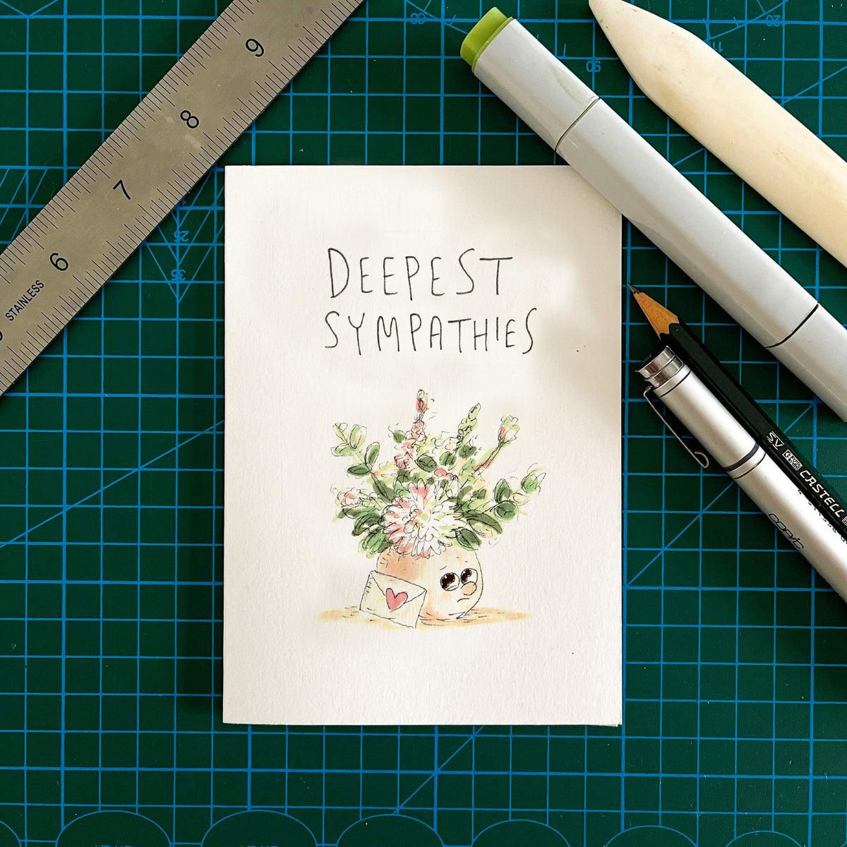 Deepest Sympathies condolence greeting card by Well Drawn Melbourne Australia, product image 3