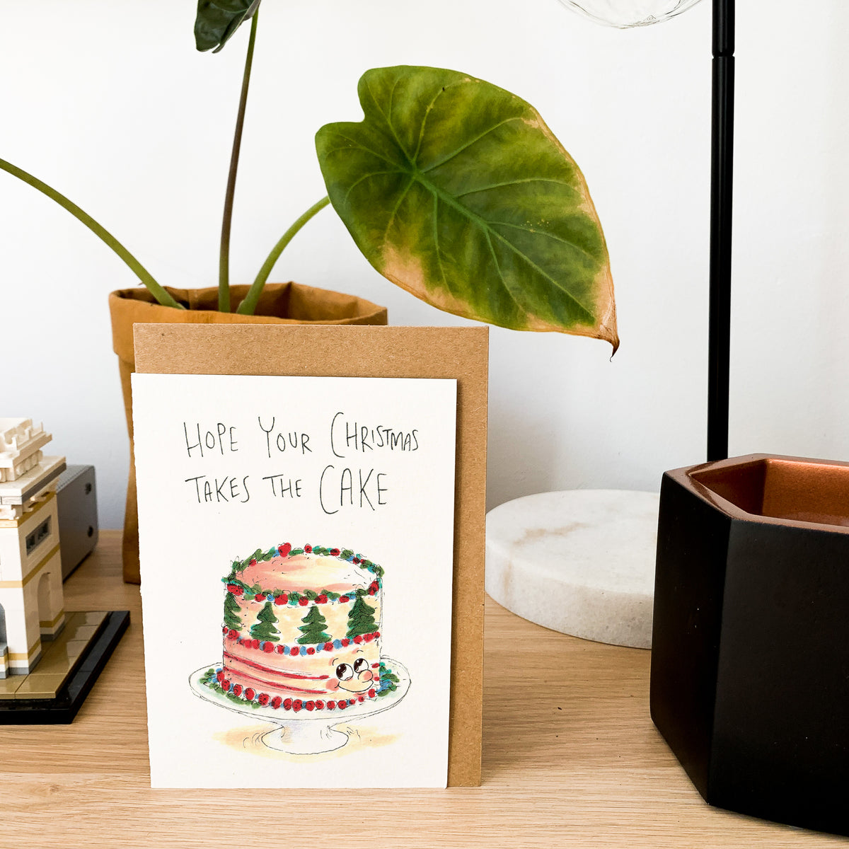 Hope Your Christmas Takes the Cake festive food pun greeting card by Well Drawn, image 8