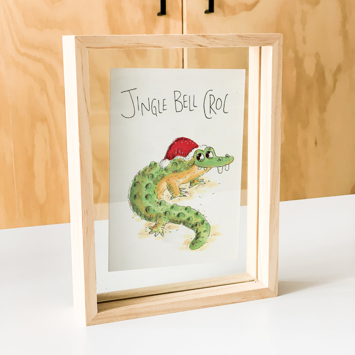 Jingle Bell Croc hand-drawn funny crocodile Christmas card by Well Drawn Australia, product image 5