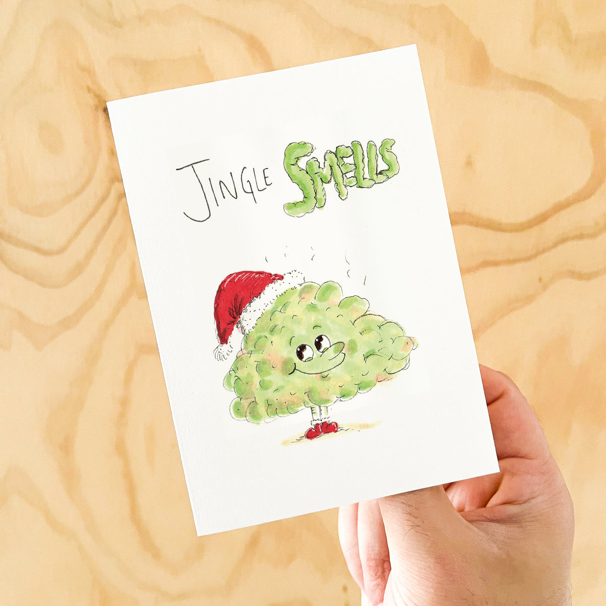 Jingle Smells hand-drawn funny fart joke Christmas card by Well Drawn Australia, product image 4