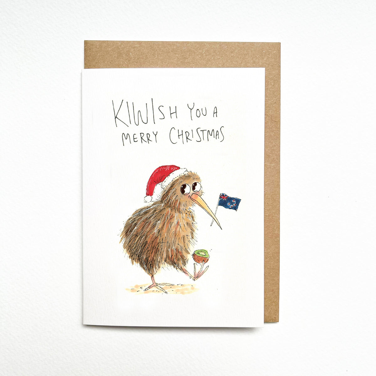 KIWISH You a Merry Christmas hand-drawn Kiwi Christmas card by Well Drawn Australia