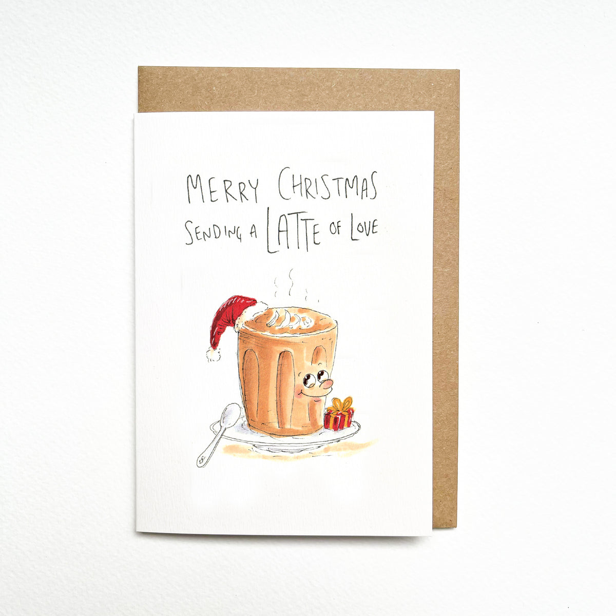 Merry Christmas, Sending a LATTE of Love hand-drawn coffee Christmas card by Well Drawn Australia