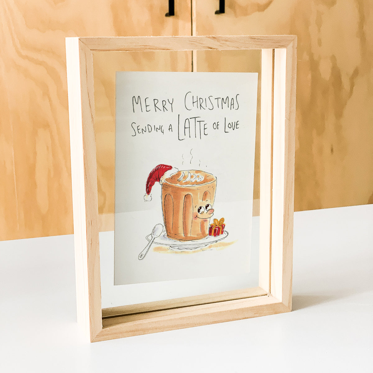 Merry Christmas, Sending a LATTE of Love hand-drawn coffee Christmas card by Well Drawn Australia, product image 5