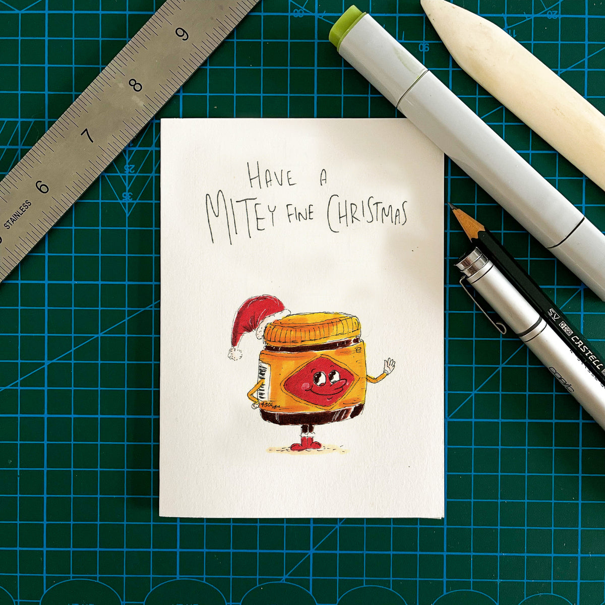 Have a MITEY Fine Christmas hand-drawn funny Christmas card by Well Drawn Australia, product image 3