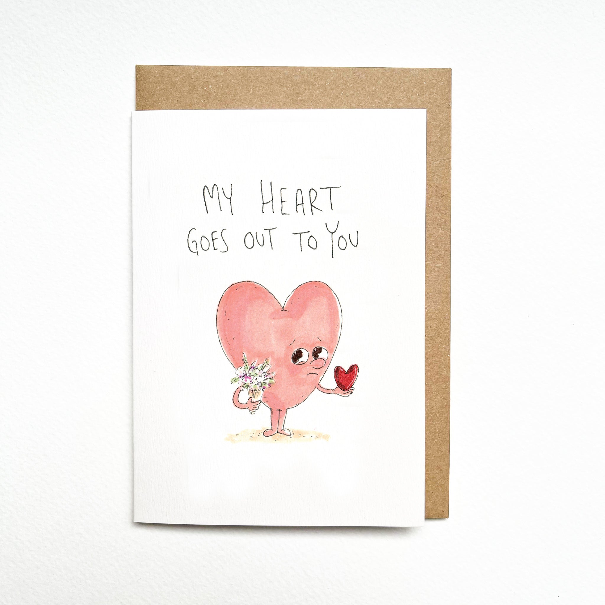 My Heart Goes Out To You hand-drawn sympathy and thinking of you card by Well Drawn Australia