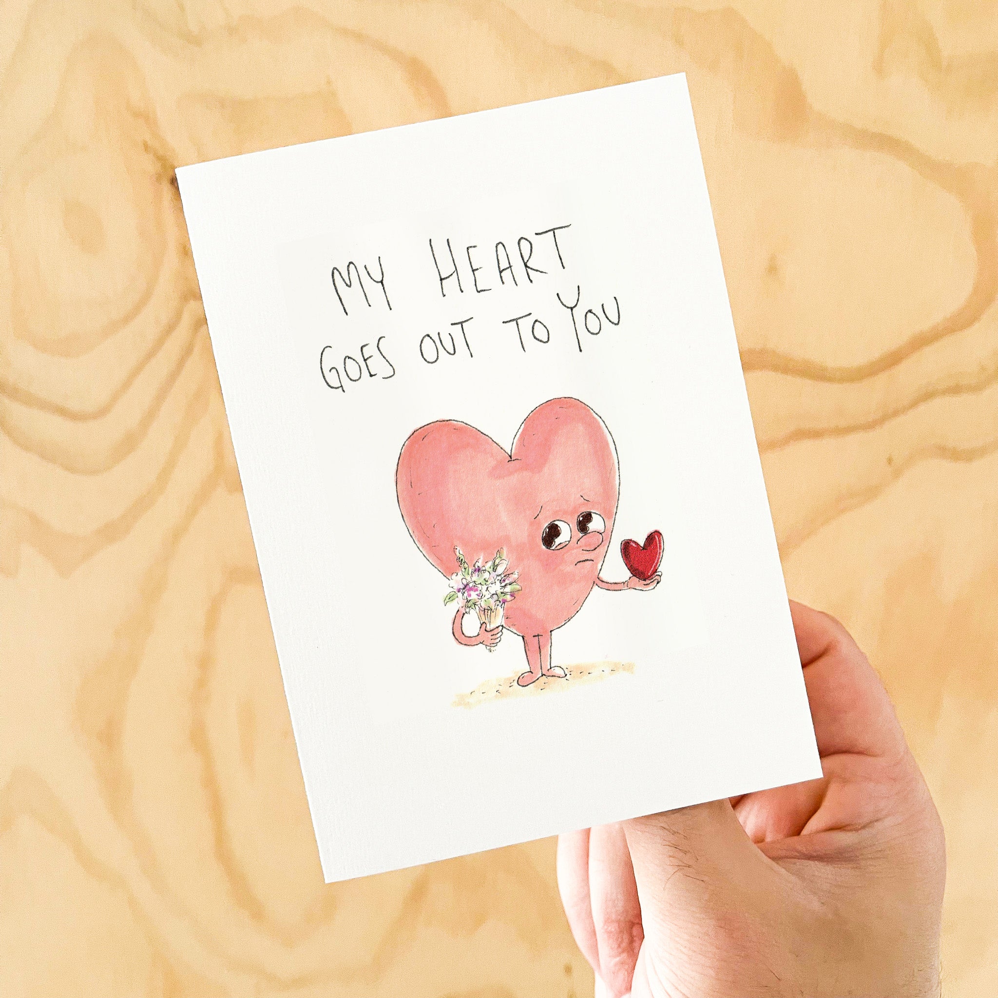 My Heart Goes Out To You sympathy and condolence greeting card by Well Drawn Australia, image 4