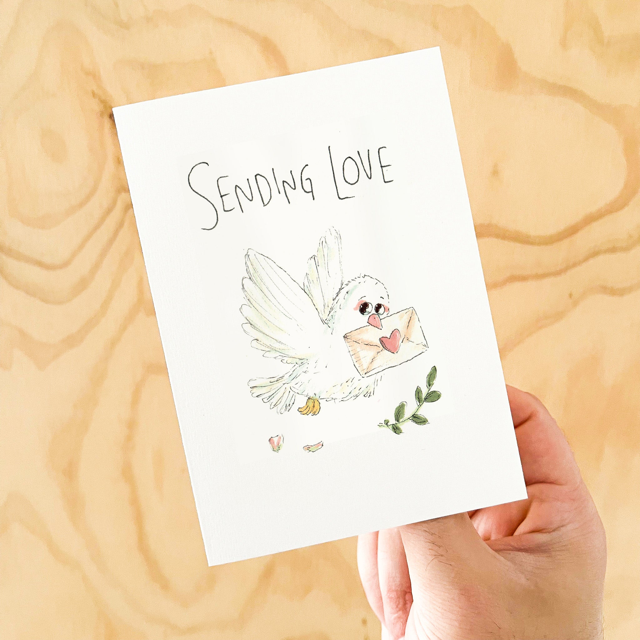 Sending Love hand-drawn sympathy support greeting card by Well Drawn Australia, image 4