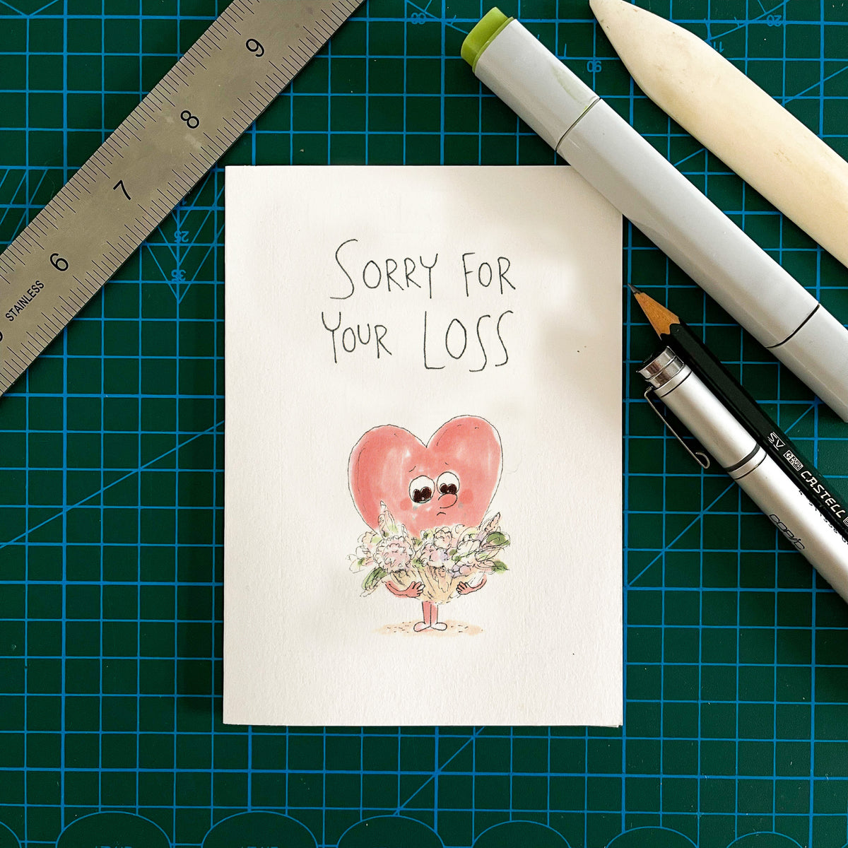 Sorry For Your Loss thoughtful sympathy and grief card by Well Drawn Australia, image 3