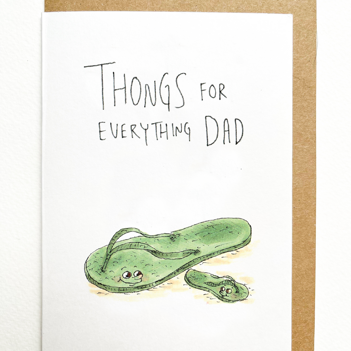 Thongs for Everything Dad greeting card lifestyle photo