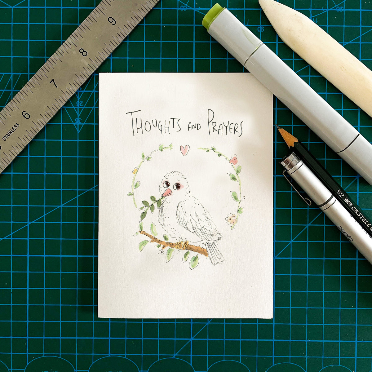 Thoughts And Prayers thoughtful condolence and bereavement card by Well Drawn Australia, image 3