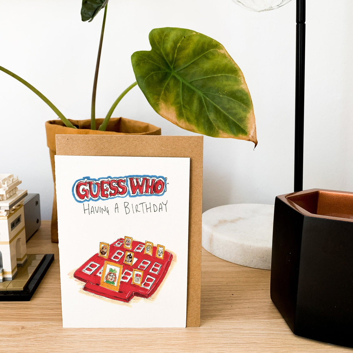 GUESS WHO's Having a Birthday | Well Drawn A6 birthday greeting card photo 8 of 9