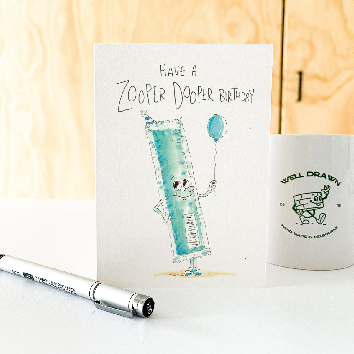 Have a Zooper Dooper Birthday | Well Drawn A6 birthday greeting card photo 6 of 9