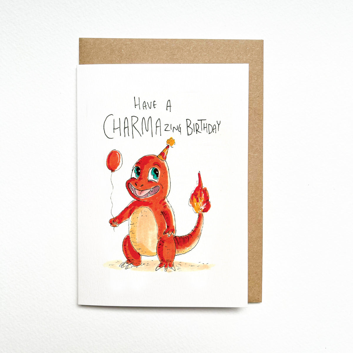 Have a CHARMAZING Birthday – Pokémon Charmander gamer birthday card by Well Drawn, main product photo