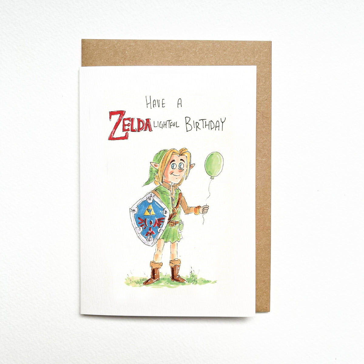 Have a ZELDAlightful Birthday – The Legend of Zelda gamer birthday card by Well Drawn, main product photo