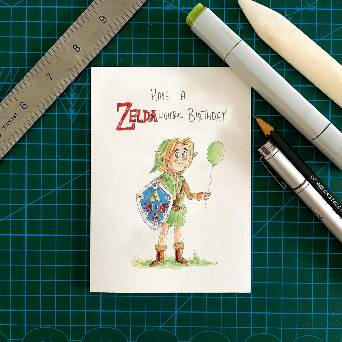 Have a ZELDAlightful Birthday – Zelda video game birthday card by Well Drawn, photo 3