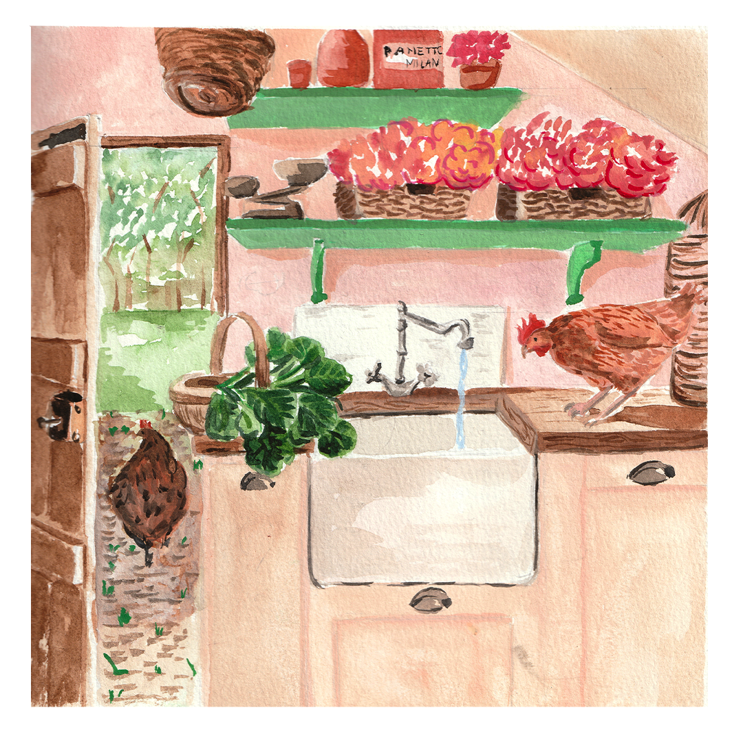 Rustic kitchen - Cuisine rustique - Art Print by Eva
