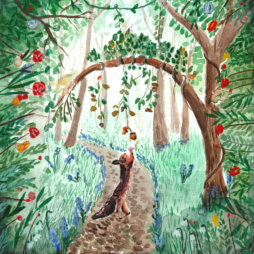 The Squirrel and the Nut - L'ecureuil et la Noix - Art Print by Eva