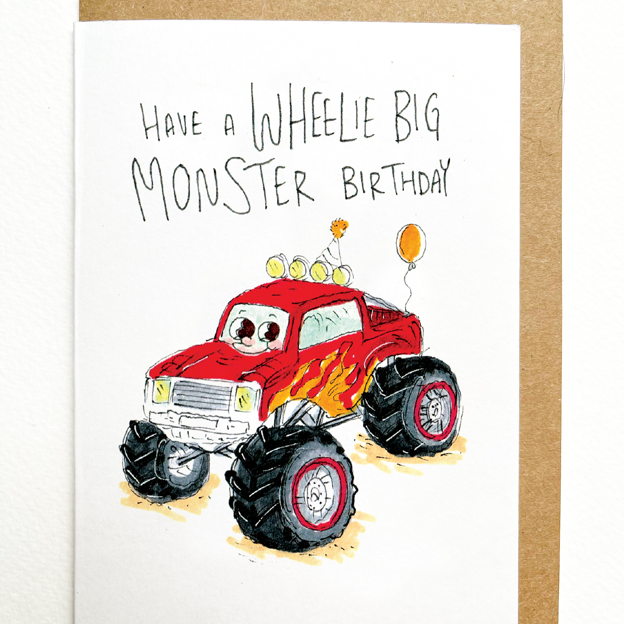 Have a Wheelie Big Monster Birthday  |  Construction birthday card - Well Drawn