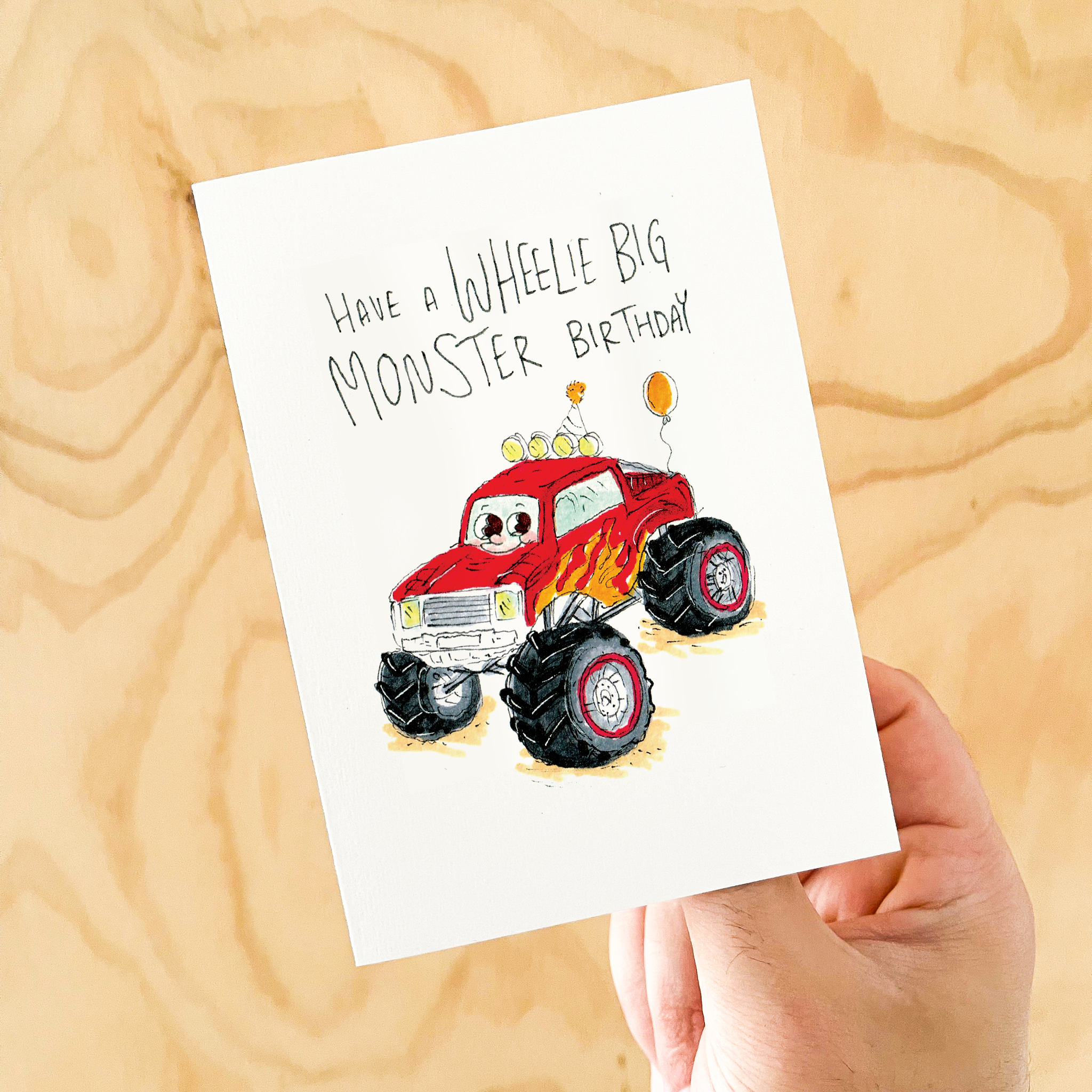 Have a Wheelie Big Monster Birthday  |  Construction birthday card - Well Drawn
