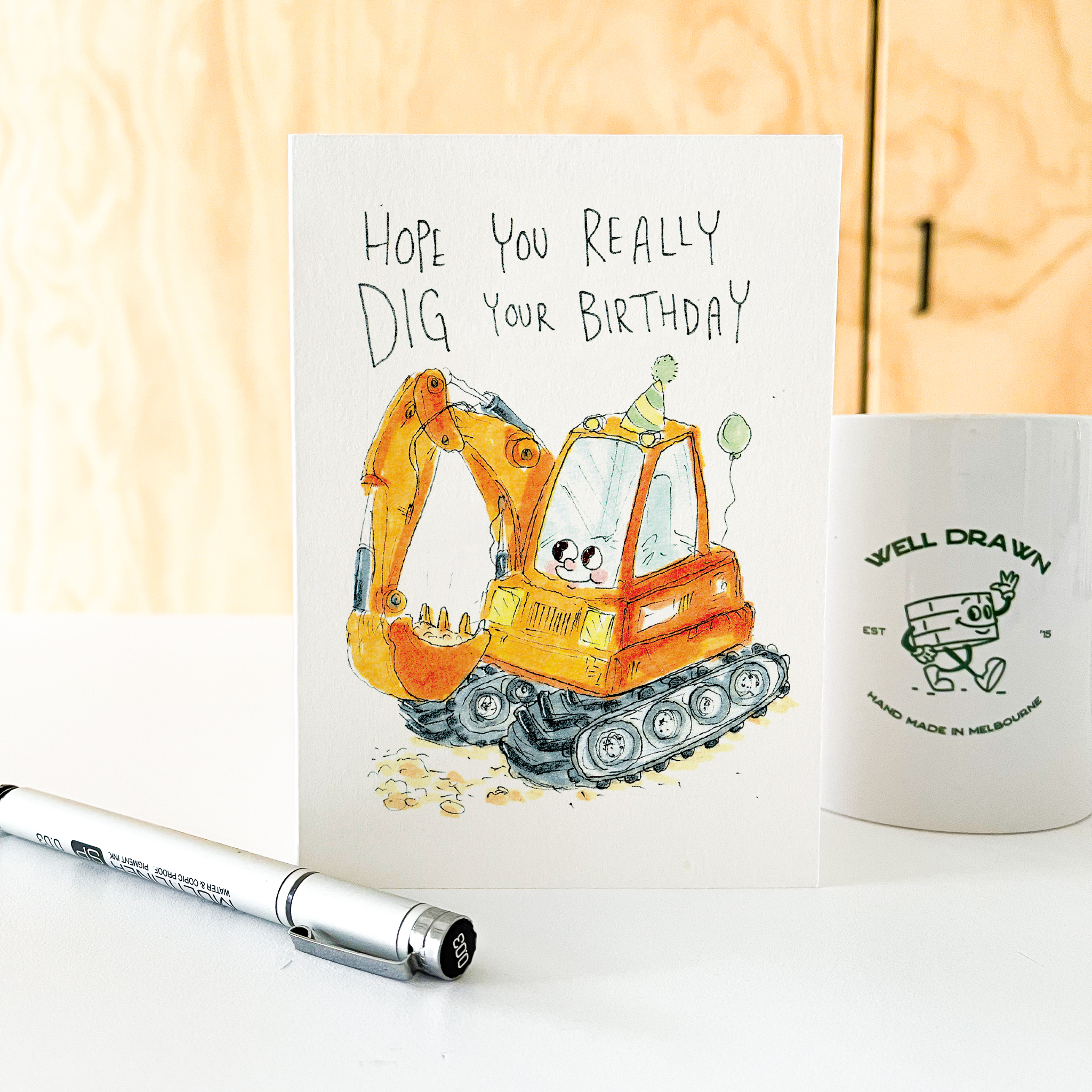 Hope You Really Dig Your Birthday  |  Construction birthday card - Well Drawn