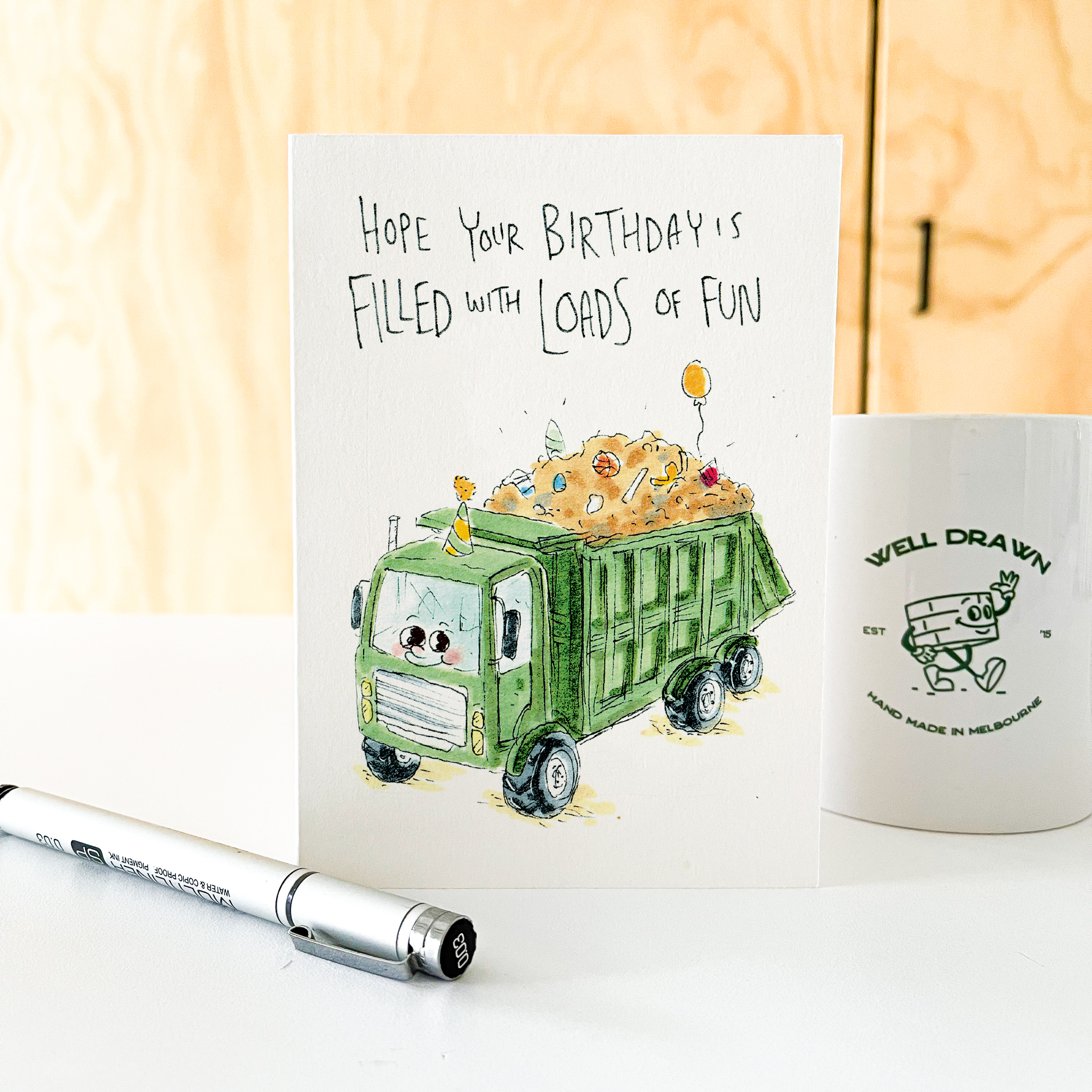 Hope Your Birthday is Filled with Loads of Fun  |  Construction birthday card - Well Drawn