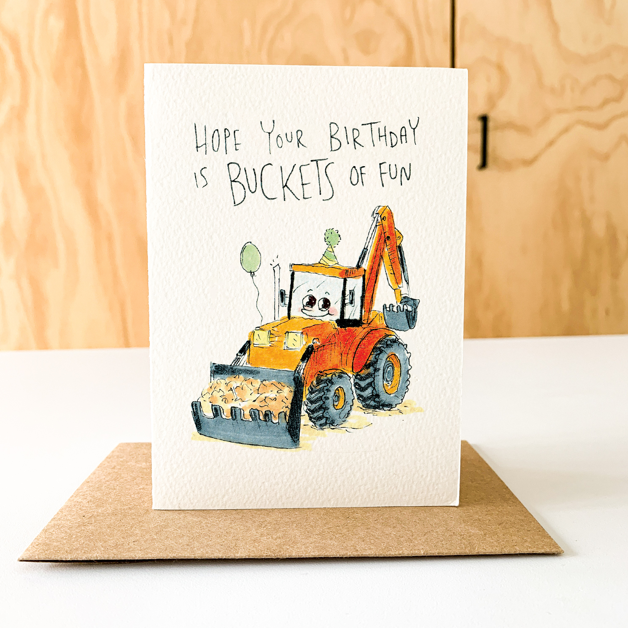 Hope Your Birthday Is Buckets of Fun  |  Construction birthday card - Well Drawn