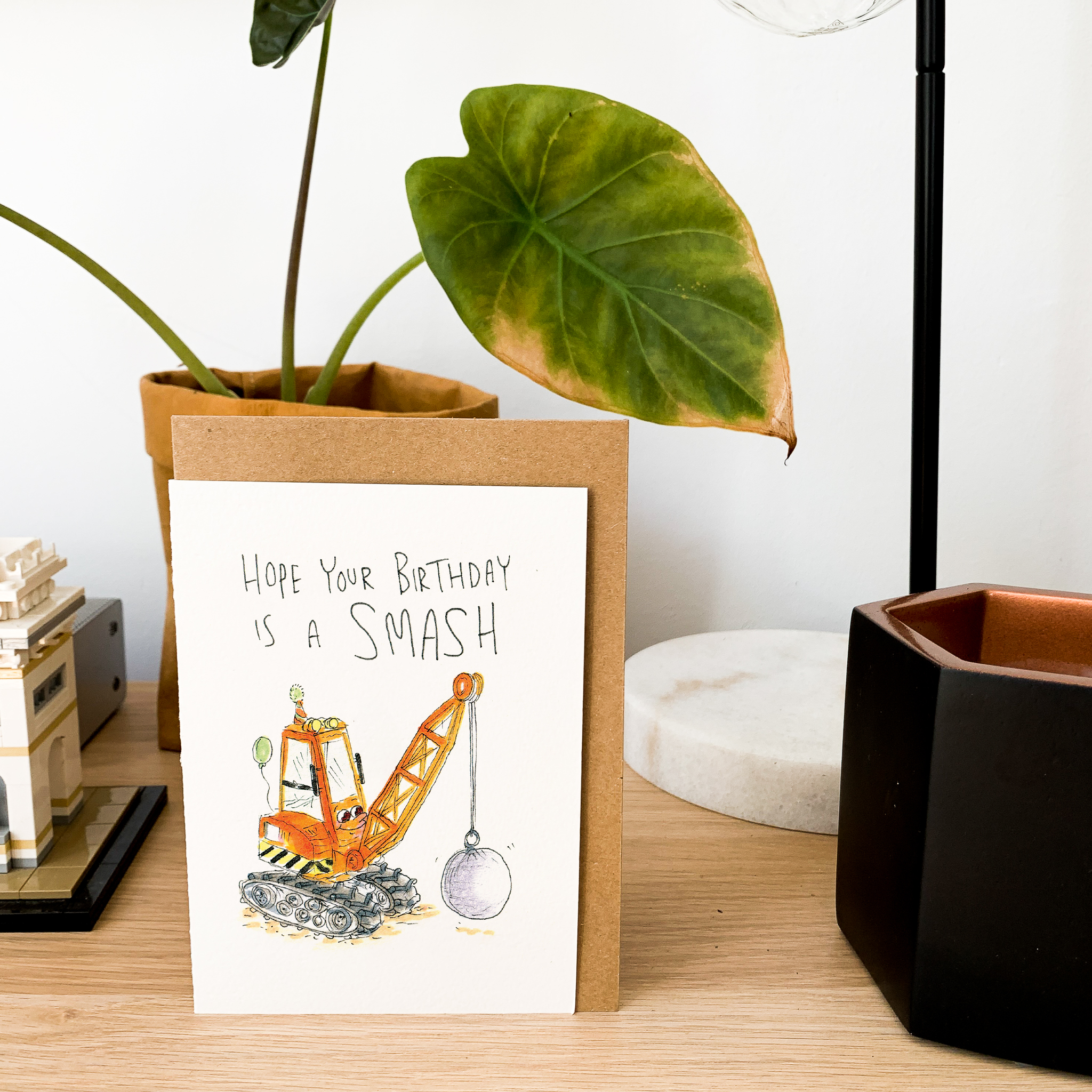 Hope Your Birthday is a Smash  |  Construction birthday card - Well Drawn