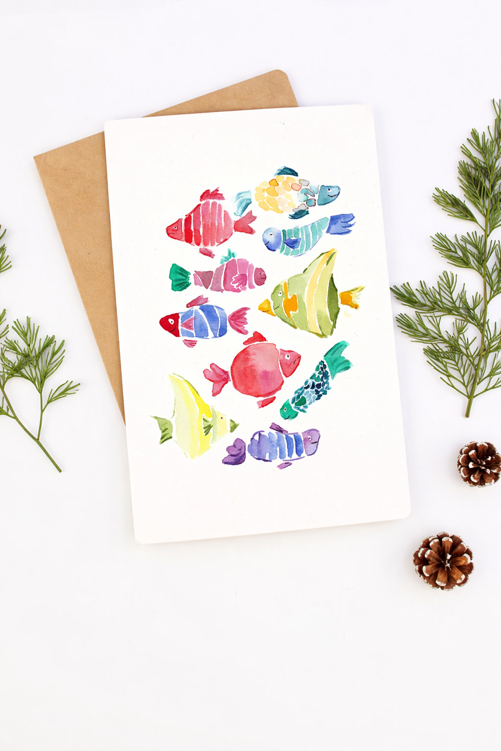Colourful Fish Illustrated Card - Well Drawn