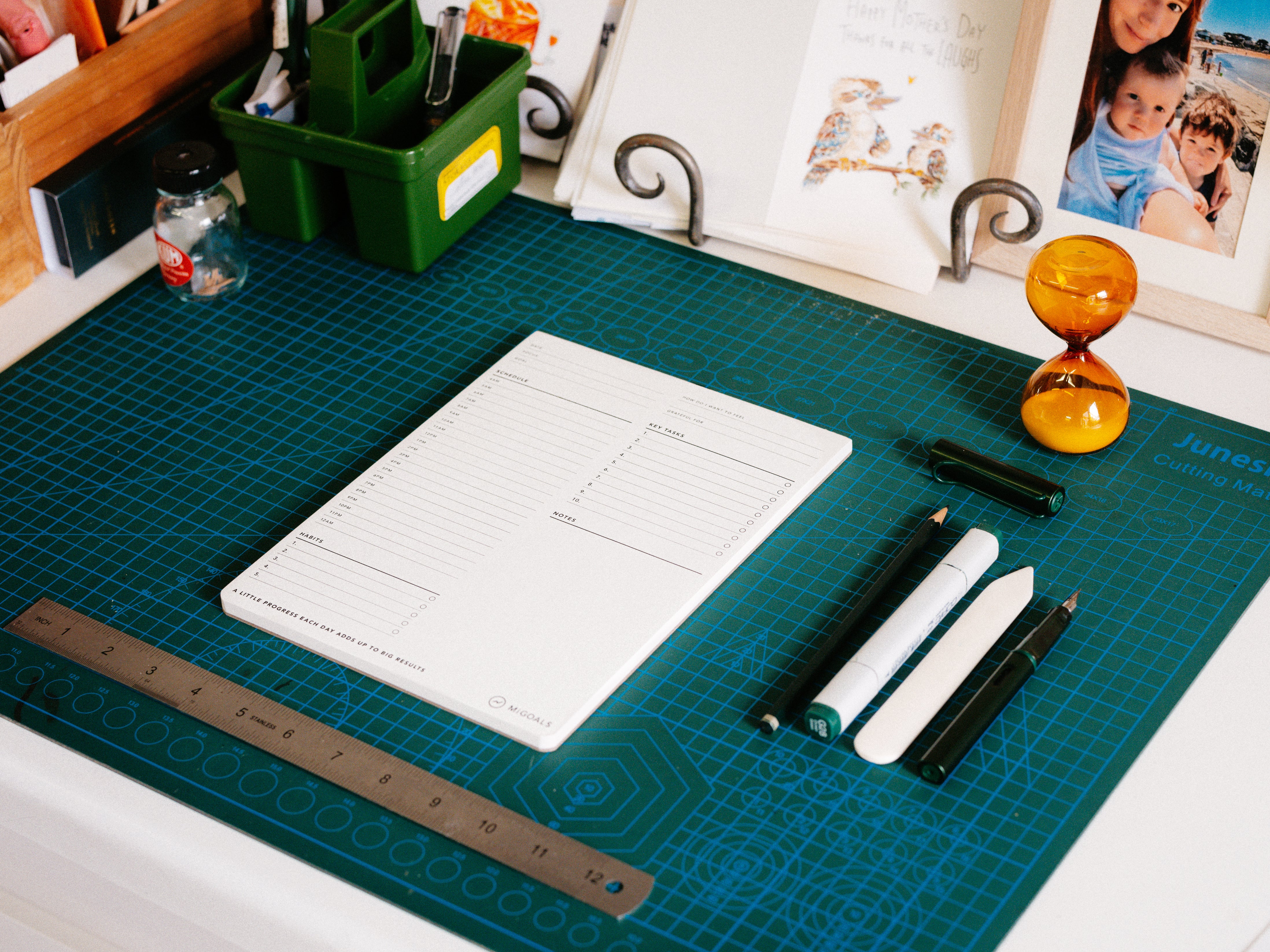 MiGoals - Time Block Desk Pad - B5 - White - Well Drawn