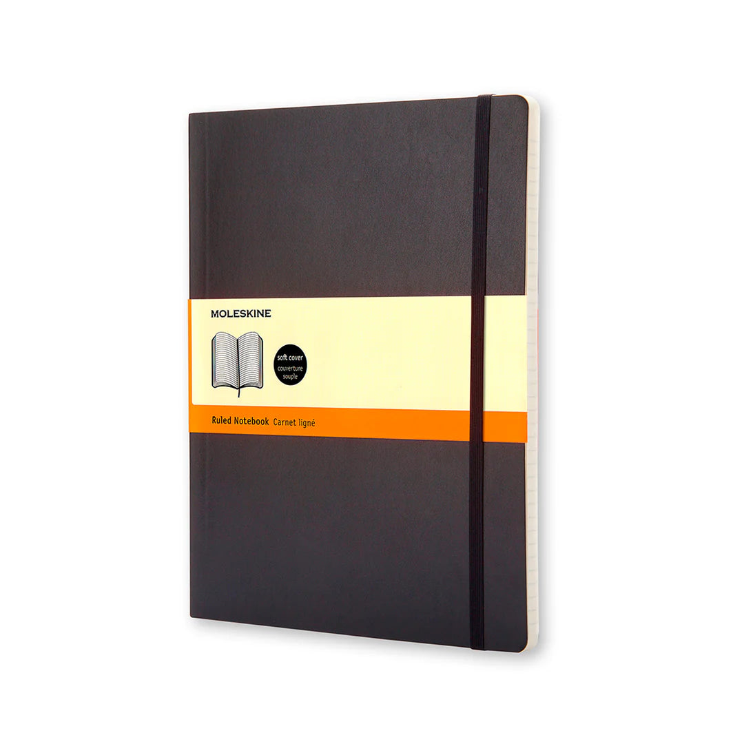 Moleskine - Classic Soft Cover Notebook - Ruled - Large - Black - Well Drawn